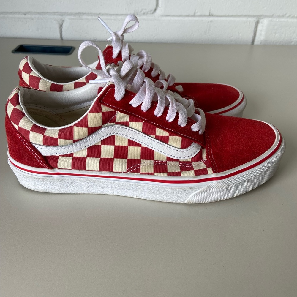 Used Vans red and white checkered